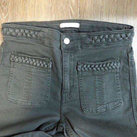 7 For All Mankind Olive Braid Trim Flare Jeans Size 8 - Picture 6 of 8